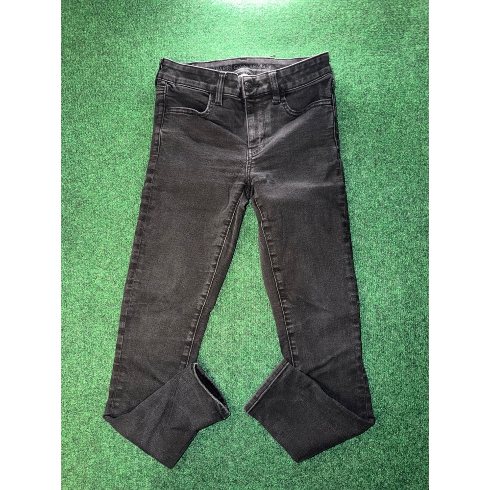 American Eagle Womens Black Denim Jeggings Size 2 Short Stretch Skinny Jeans